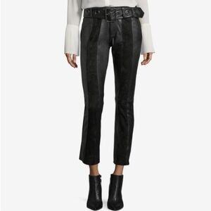 FRAME Paneled Lamb Leather Belted Black Pants - 26